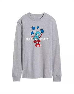 Мужская футболка с длинным рукавом "Доктор Сьюз: Кот в шляпе" с принтом для чтения, серый Licensed character