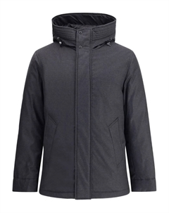 Пуховик с капюшоном на завязках, черный Woolrich