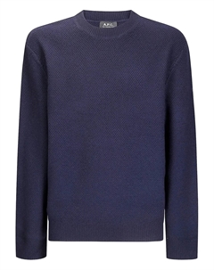Фактурный шерстяной свитер с круглым вырезом, синий A.p.c.