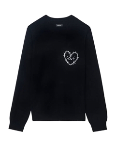 Шерстяной свитер с вышитым сердцем, черный Zadig&voltaire