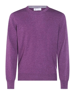 Шерстяной свитер с круглым вырезом, фиолетовый Brunello cucinelli