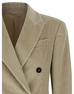 Вельветовый двубортный пиджак, коричневый Brunello cucinelli