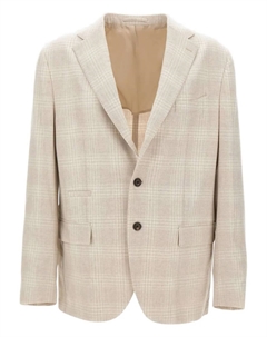 Клетчатый блейзер с узкими лацканами, нейтральный Eleventy