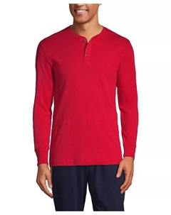 Мужская пижама-хенли с вязаным рубчиком, красный Lands' end