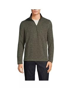 Мужской свитер-полузип с флисовой подкладкой Pullover, зеленый Lands' end