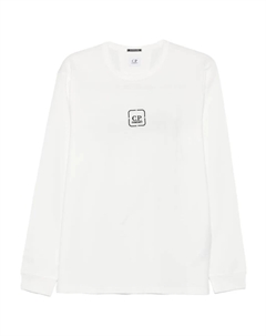 Футболка с длинными рукавами и принтом логотипа, белый C.p. company