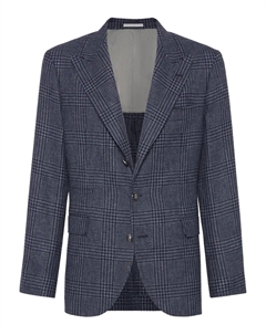 Блейзер в клетку «Принц Уэльский», синий Brunello cucinelli