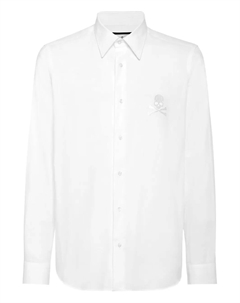 Рубашка на пуговицах с вышитым черепом, белый Philipp plein