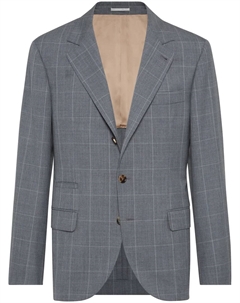 Клетчатый пиджак из вирджинской шерсти, серый Brunello cucinelli