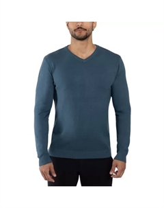 Мужской приталенный свитер с V-образным вырезом, цвет teal Xray