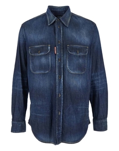 Джинсовая рубашка с нашивками на локтях, синий Dsquared2