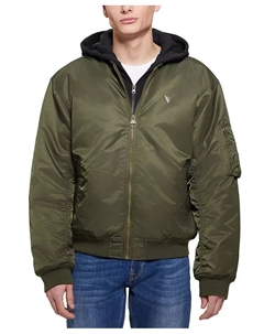 Мужская куртка-бомбер John с отстегивающейся капюшонной вставкой, зеленый Guess