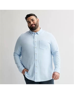 Повседневная трикотажная рубашка с длинным рукавом и застежкой на пуговицы для больших и высоких, голубой Sonoma goods for life
