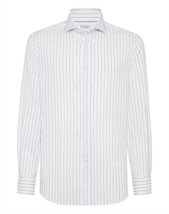 Рубашка в полоску, белый Brunello cucinelli