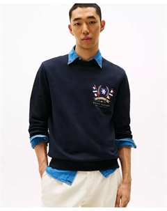 Мужской свитшот с вышитым гербом, синий Tommy hilfiger