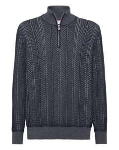 Кашемировый свитер на молнии, синий Brunello cucinelli