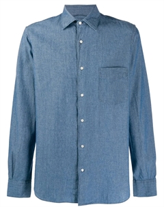 Однотонная рубашка с длинными рукавами, синий Aspesi