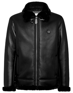 Бомбер из искусственной кожи с нашивкой-логотипом, черный Philipp plein