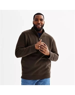 Утепленная толстовка с молнией на четверть для больших размеров, коричневый Sonoma goods for life