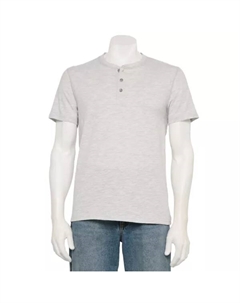 Мужская адаптивная базовая кофта-хенли с коротким рукавом, цвет light gray stripe Sonoma goods for life