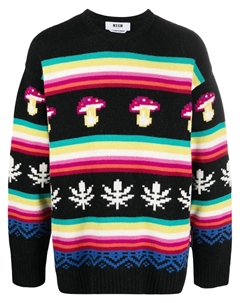 Джемпер с круглым вырезом и жаккардовым узором, черный Msgm