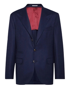 Шерстяной пиджак с двумя пуговицами, синий Brunello cucinelli
