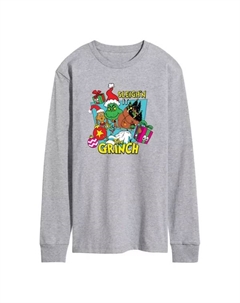 Мужская футболка с длинным рукавом с принтом «Доктор Сьюз, Гринч и его сани», серый Licensed character