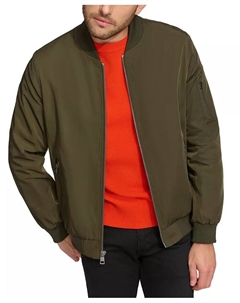 Мужская однотонная куртка-бомбер на молнии, зеленый Calvin klein