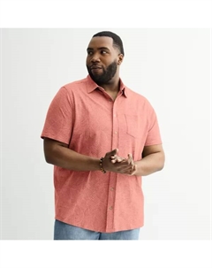 Рубашка с короткими рукавами и застежкой на пуговицы для больших и высоких, цвет coral leaf print Sonoma goods for life