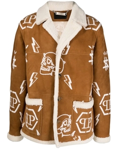 Пальто с вышитым логотипом, коричневый Philipp plein