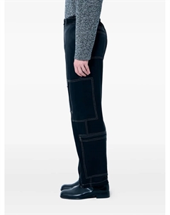 Атласные брюки T.D. с декоративной строчкой, черный Nòmarythm textile