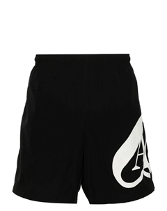 Плавки-шорты с принтом Seal, черный Alexander mcqueen