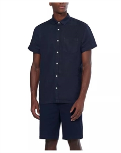 Мужская классическая льняная рубашка на пуговицах, синий Scotch&soda