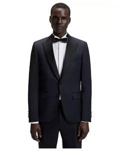 Мужской приталенный пиджак для смокинга, синий Hugo boss