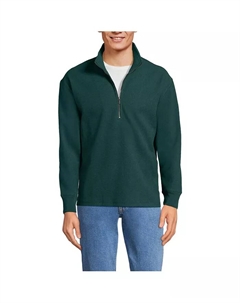 Мужская флисовая кофта на молнии с фактурной отделкой, зеленый Lands' end