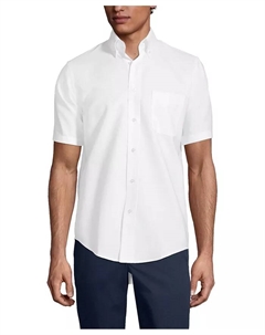Мужская рубашка с коротким рукавом Oxford Dress Shirt, белый Lands' end