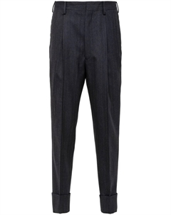 Шерстяные брюки строгого кроя, синий Prada