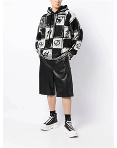 Худи в клетку с монограммой, белый We11done