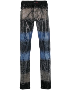 Джинсы с кристаллами и эффектом градиента, черный Philipp plein