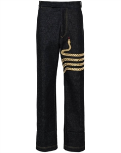 Прямые джинсы с вышивкой, синий Thom browne