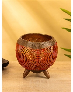 Подсвечник из кокоса, 15×15×13 см, красный Nobrand