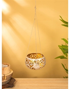 Подсвечник подвесной из кокоса, 14×14×10 см, золотисто-белый Nobrand