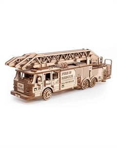 Деревянный конструктор 3D Пожарная машина с лестницей Ewa (eco wood art)