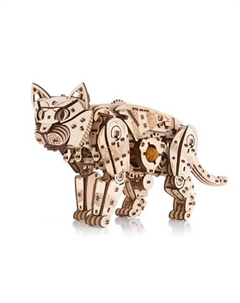 Деревянный конструктор 3D Механический Кот (Кошка) Ewa (eco wood art)
