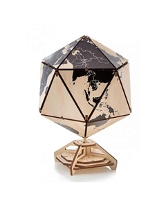 Деревянный конструктор 3D Глобус Икосаэдр с секретом (шкатулка сейф) Ewa (eco wood art)