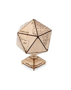 Деревянный конструктор 3D Глобус Икосаэдр с секретом (шкатулка сейф) Ewa (eco wood art)