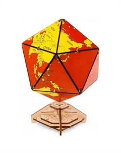 Деревянный конструктор 3D Глобус Икосаэдр с секретом (шкатулка сейф) Ewa (eco wood art)