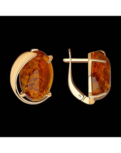 Серьги из золочёного серебра с коричневыми янтарём Sokolov