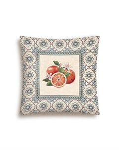 Наволочка декоративная из гобелена с принтом Изразцы лимоны и мандарины Le gobelin