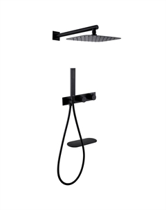 Душевая система Abber Rund встраиваемая с верхним душем с лейкой со смесителем черная матовая (AF8750B)